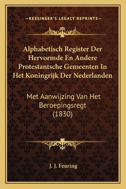 Front cover_Alphabetisch Register Der Hervormde En Andere Protestantsche Gemeenten In Het Koningrijk Der Nederlanden