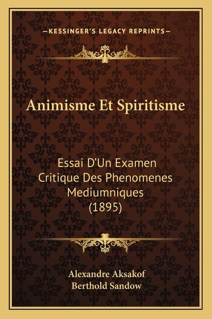 Front cover_Animisme Et Spiritisme