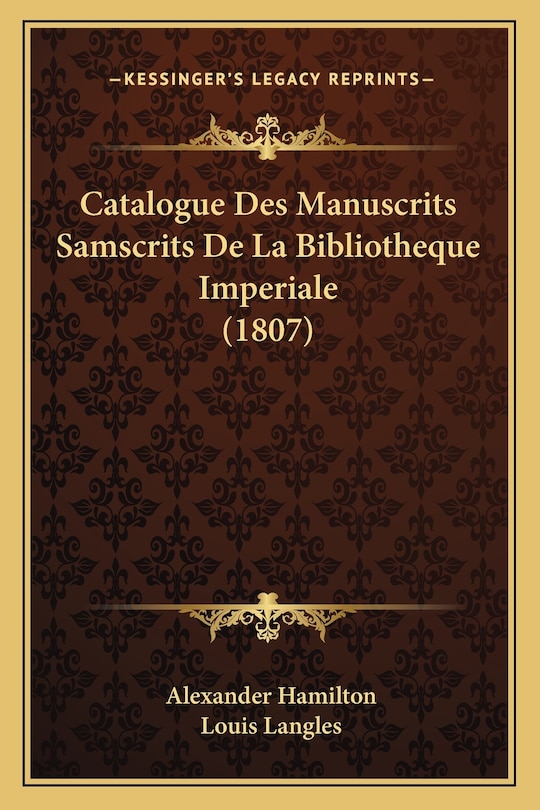 Front cover_Catalogue Des Manuscrits Samscrits De La Bibliotheque Imperiale (1807)