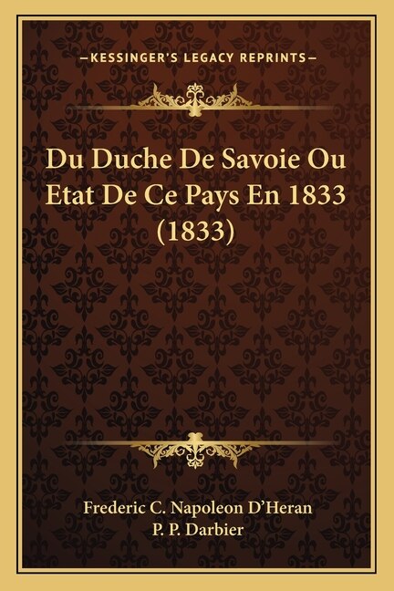Front cover_Du Duche De Savoie Ou Etat De Ce Pays En 1833 (1833)