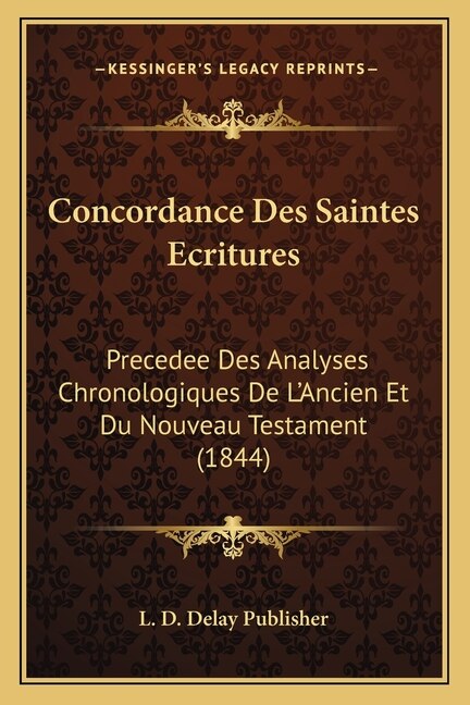 Front cover_Concordance Des Saintes Ecritures