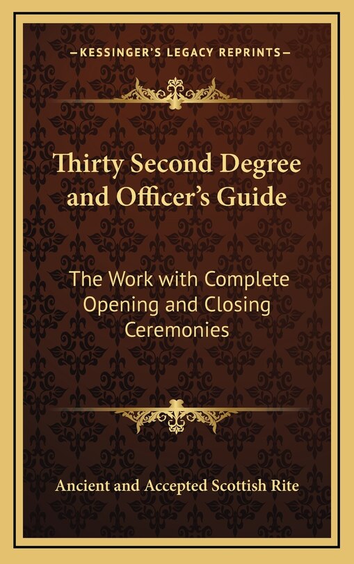 Front cover_Thirty Second Degree and Officer's Guide