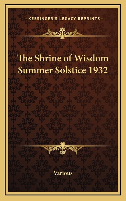 Couverture_The Shrine of Wisdom Summer Solstice 1932