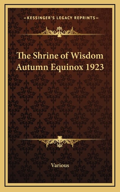 Front cover_The Shrine of Wisdom Autumn Equinox 1923