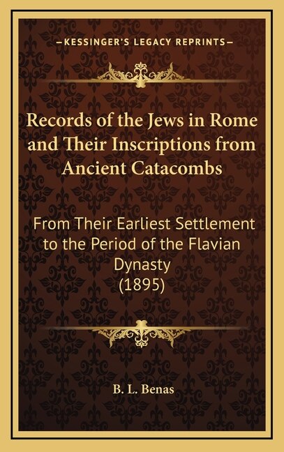 Couverture_Records of the Jews in Rome and Their Inscriptions from Ancient Catacombs
