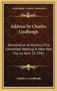 Front cover_Address by Charles Lindbergh
