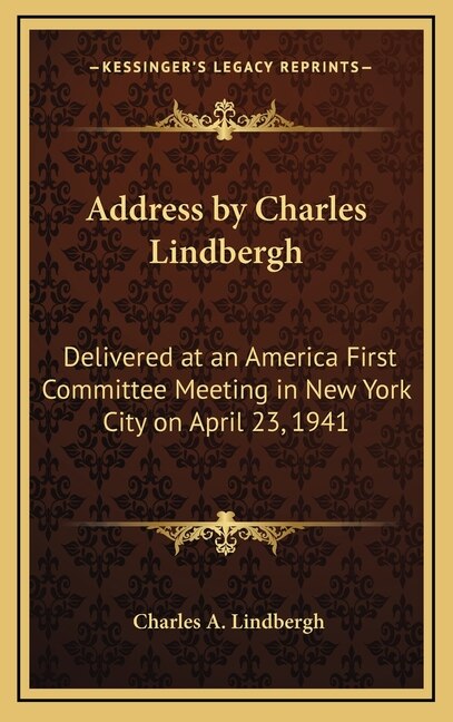 Front cover_Address by Charles Lindbergh