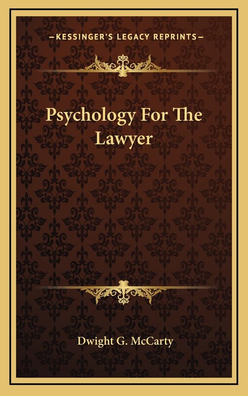 Couverture_Psychology For The Lawyer