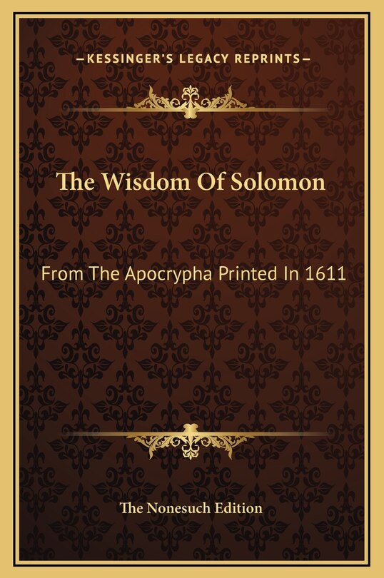 Front cover_The Wisdom Of Solomon