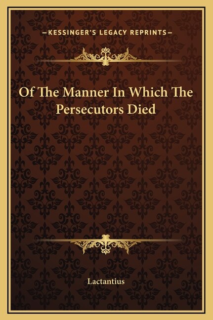 Front cover_Of The Manner In Which The Persecutors Died