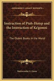 Front cover_Instruction of Ptah-Hotep and the Instruction of Ke'gemni