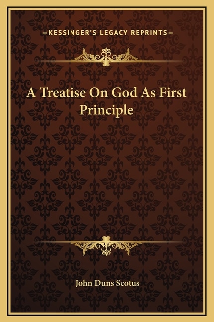 Couverture_A Treatise On God As First Principle