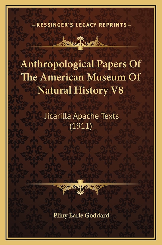 Couverture_Anthropological Papers Of The American Museum Of Natural History V8