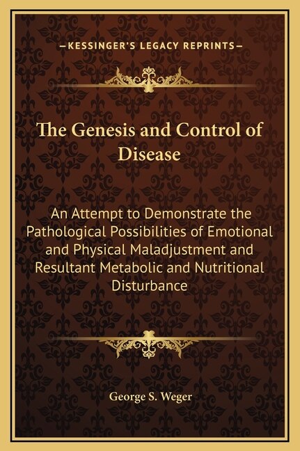 Couverture_The Genesis and Control of Disease