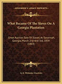 Front cover_What Became Of The Slaves On A Georgia Plantation