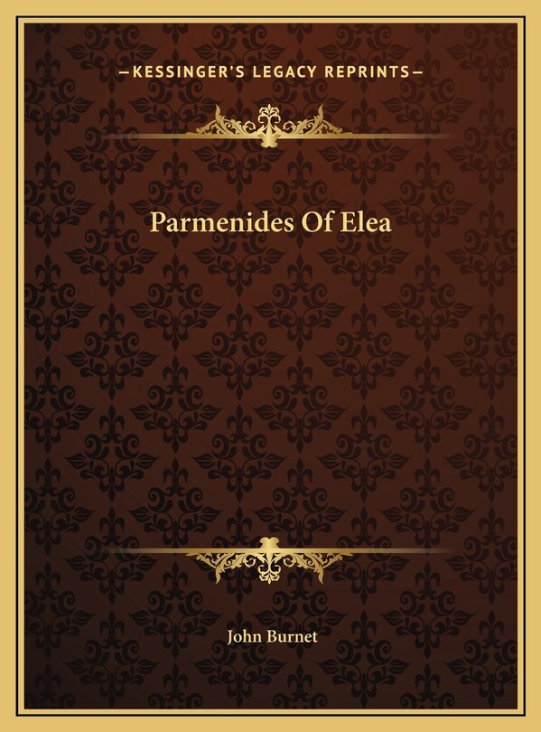 Front cover_Parmenides Of Elea