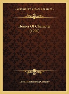 Front cover_Homes Of Character (1920)