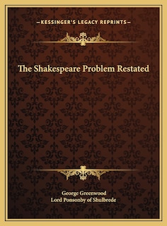 Front cover_The Shakespeare Problem Restated