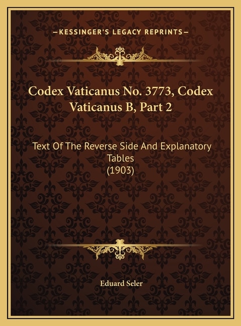 Front cover_Codex Vaticanus No. 3773, Codex Vaticanus B, Part 2