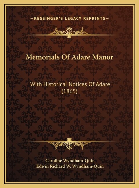 Front cover_Memorials Of Adare Manor