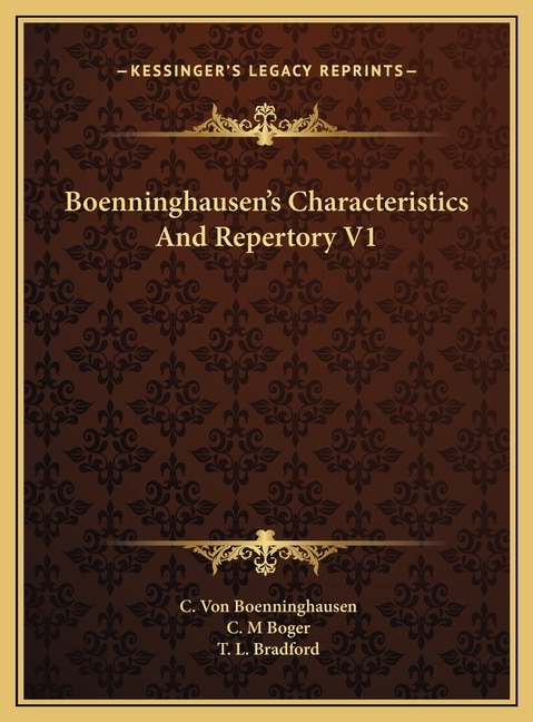 Couverture_Boenninghausen's Characteristics And Repertory V1