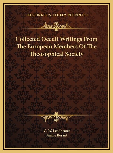 Front cover_Collected Occult Writings From The European Members Of The Theosophical Society