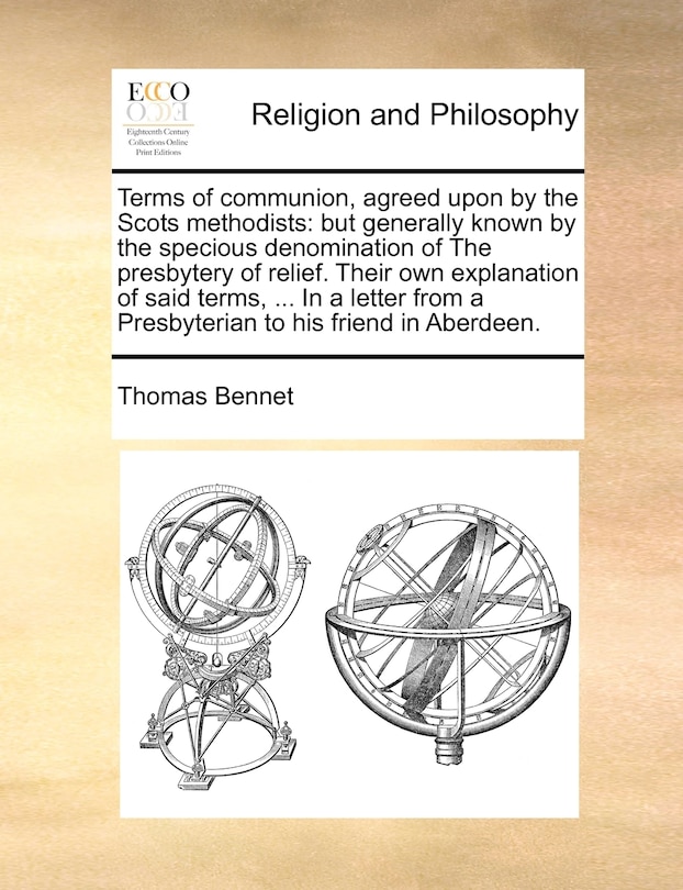 Couverture_Terms of Communion, Agreed Upon by the Scots Methodists