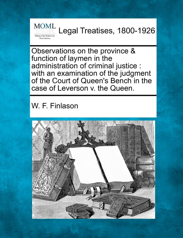 Front cover_Observations on the Province & Function of Laymen in the Administration of Criminal Justice