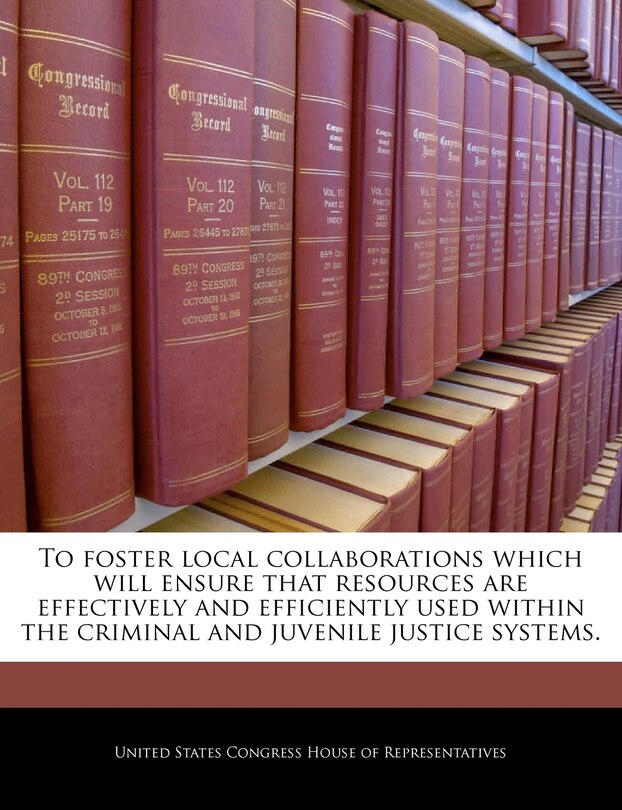 Front cover_To Foster Local Collaborations Which Will Ensure That Resources Are Effectively And Efficiently Used Within The Criminal And Juvenile Justice Systems.