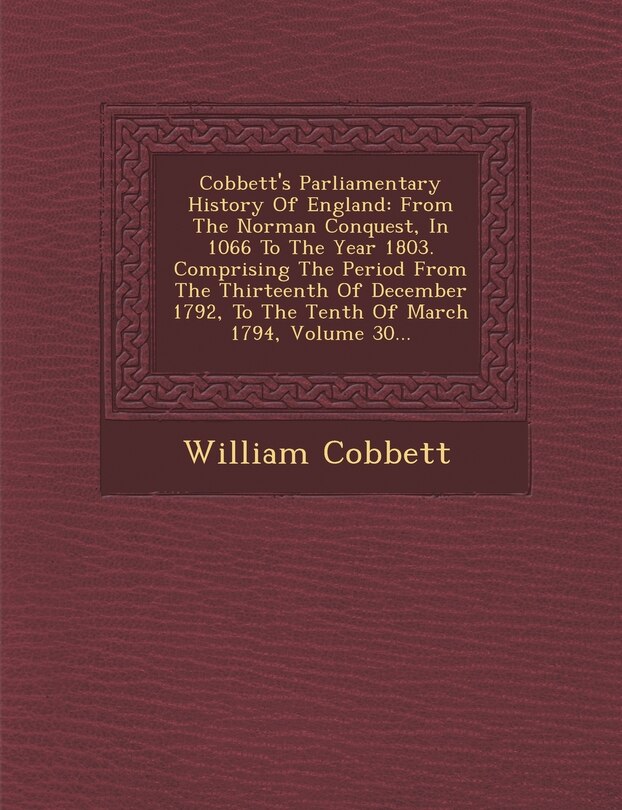 Front cover_Cobbett's Parliamentary History Of England