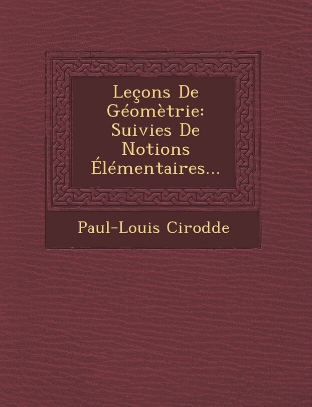 Couverture_Leçons De Géomètrie