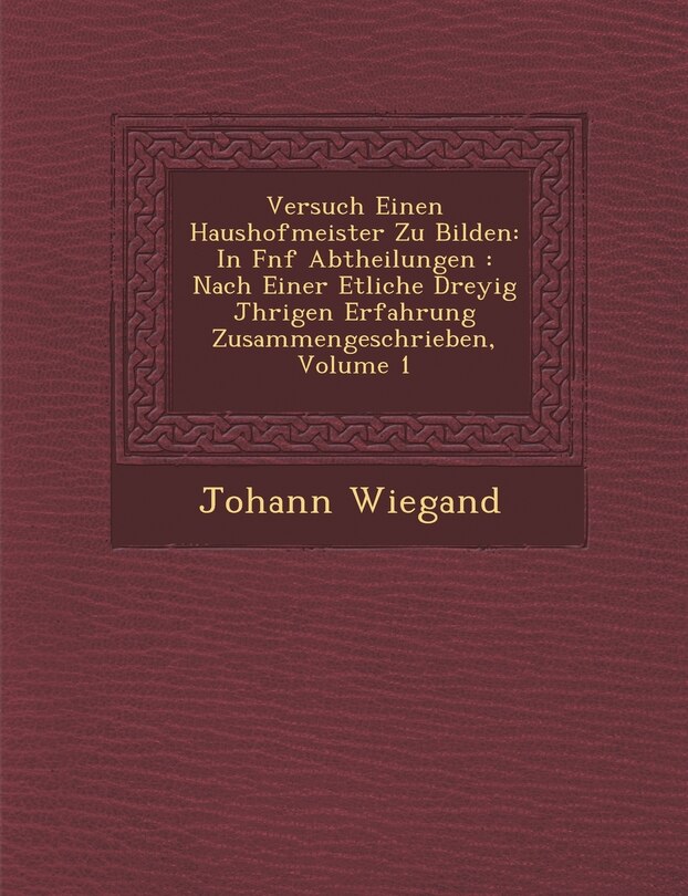 Couverture_Versuch Einen Haushofmeister Zu Bilden