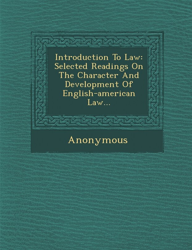 Front cover_Introduction To Law