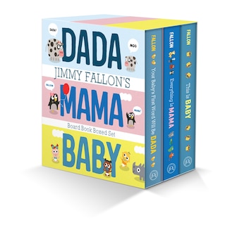 Front cover_Jimmy Fallon's Dada, Mama, And Baby Board Book Boxed Set