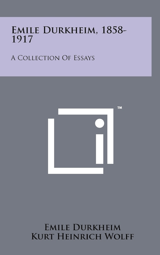 Front cover_Emile Durkheim, 1858-1917