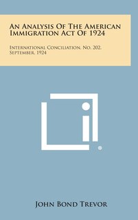 Front cover_An Analysis of the American Immigration Act of 1924