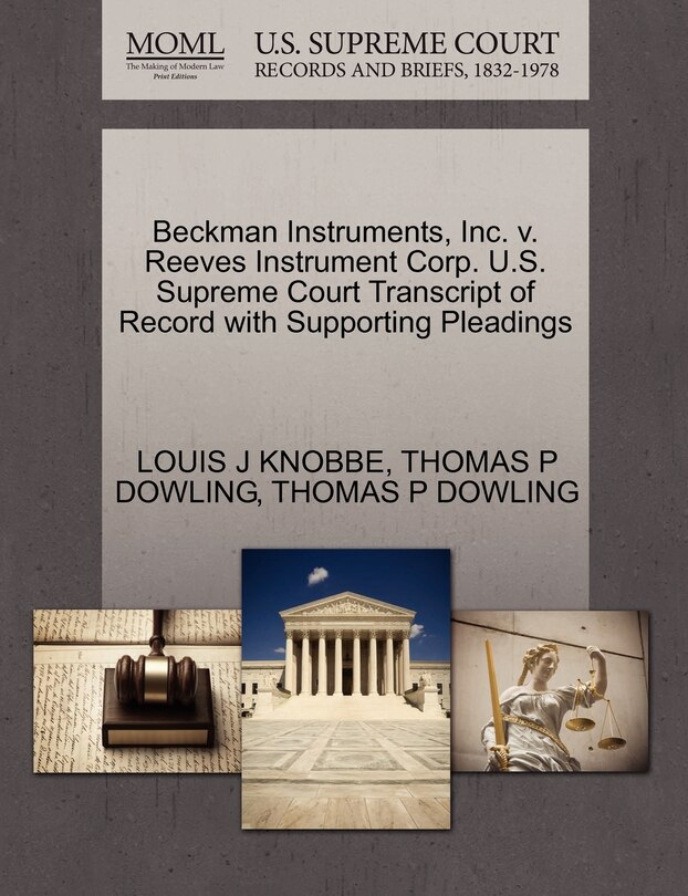 Couverture_Beckman Instruments, Inc. V. Reeves Instrument Corp. U.s. Supreme Court Transcript Of Record With Supporting Pleadings