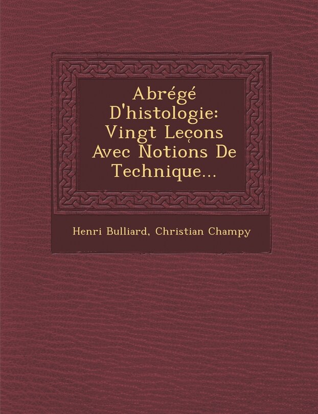 Front cover_Abrege D'Histologie