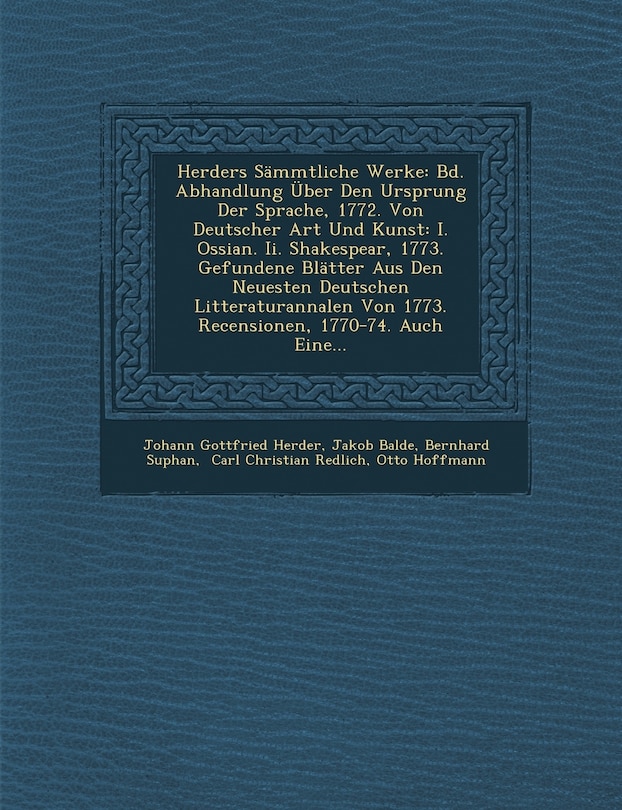 Front cover_Herders Sämmtliche Werke