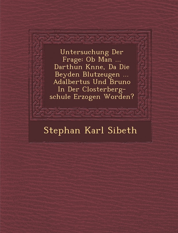 Front cover_Untersuchung Der Frage