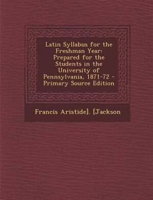 Couverture_Latin Syllabus for the Freshman Year