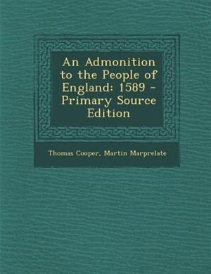 Front cover_An Admonition to the People of England