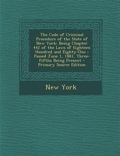 Front cover_The Code of Criminal Procedure of the State of New York