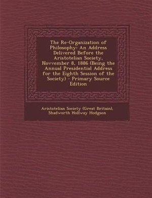 Front cover_The Re-Organization of Philosophy