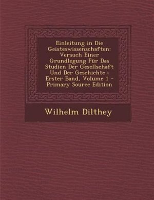 Front cover_Einleitung in Die Geisteswissenschaften