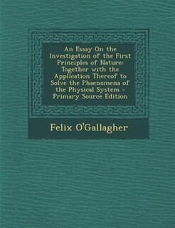 Front cover_An Essay On the Investigation of the First Principles of Nature