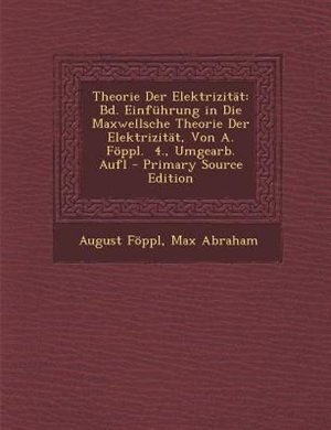 Front cover_Theorie Der ElektrizitSt
