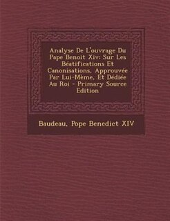Front cover_Analyse De L'ouvrage Du Pape Benoit Xiv