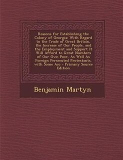 Front cover_Reasons for Establishing the Colony of Georgia