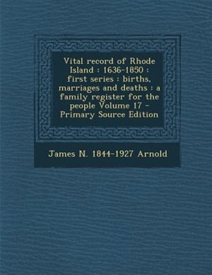 Front cover_Vital record of Rhode Island